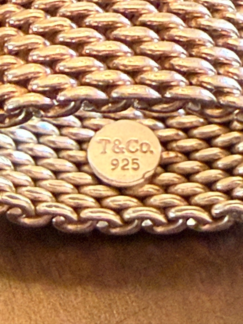 Tiffany & Co. Silver 925 Mesh Ring and Signature Pouch Size 6 - Picture 4 of 8